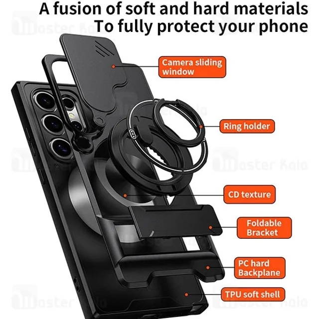قاب ضد ضربه مگنتی Samsung Galaxy S24 ULTRA Magnetic Multifunctional Case دارای محافظ - تصویر 7