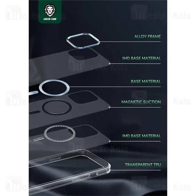 قاب محافظ مگ سیف گرین لاین آیفون Apple iPhone 13 Pro Green Lion Matt Magsafe 2 - تصویر 6
