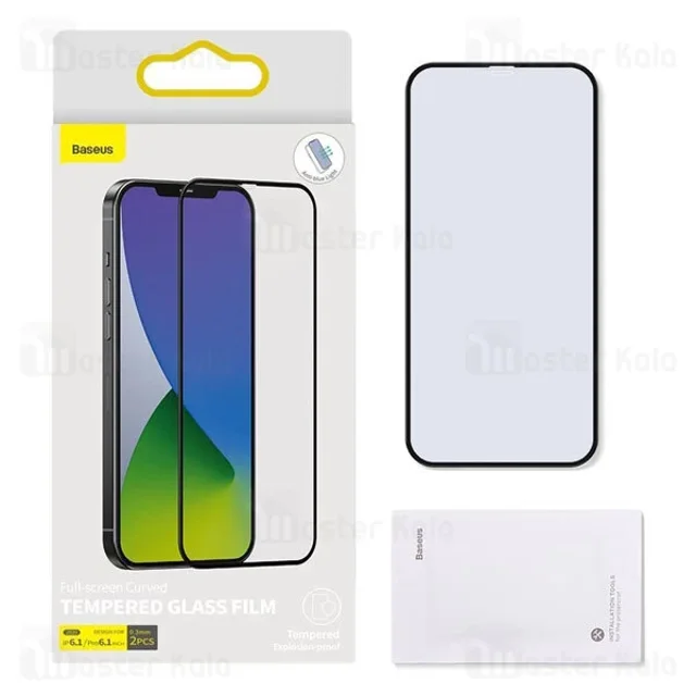 پک 2تایی محافظ صفحه شیشه ای تمام صفحه و ضد اشعه بیسوس Apple iPhone 12 Mini Baseus - تصویر 2