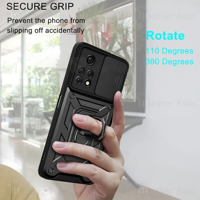 گارد محافظ ضد ضربه انگشتی Xiaomi Poco M4 Pro SHUNIJA Armor Case دارای محافظ دوربین - تصویر 2