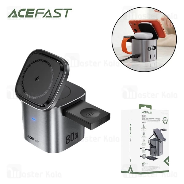 استند و شارژر وایرلس چند کاره مگ سیف ایس فست ACEFAST Z9 با قابلیت شارژ اپل واچ