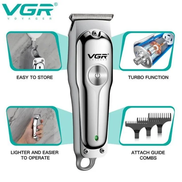ماشین اصلاح موی سر و صورت وی جی ار مدل PROFESSIONAL V_071 با تیغه استیل ضد زنگ، باتری - تصویر 5