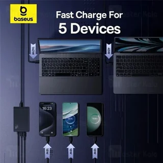 هاب شارژر 5 پورت بیسوس Baseus P10163901113 Simultaneous Charging CCGAN240CE توان 240 وات - تصویر 5