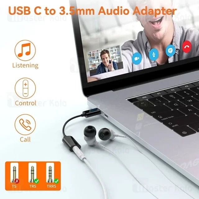 کابل تبدیل Type C به پورت AUX شیائومی Xiaomi Type-C to 3.5mm - تصویر 6