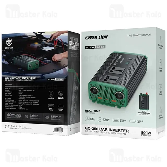 شارژر فندکی و چند راهی برق خودرو گرین لاین Green Lion GC-350 توان 800 وات - تصویر 5