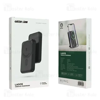 پاوربانک مگ‌سیف گرین لاین GNLAG10KPBBK با خروجی Type-C و وایرلس
