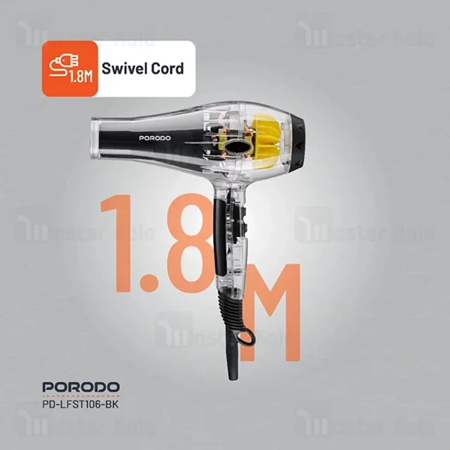 سشوار پرودو Porodo Lifestyle Crystal Shell LFST106 توان 2000 وات - تصویر 4