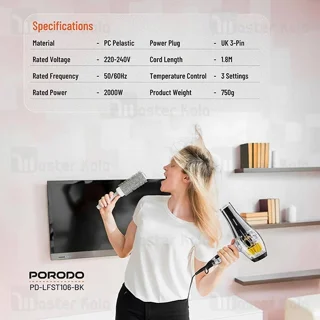 سشوار پرودو Porodo Lifestyle Crystal Shell LFST106 توان 2000 وات - تصویر 7