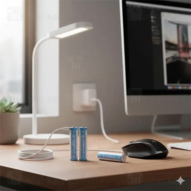 پک 2 تایی باتری نیم قلمی شارژی پاورولوژی Powerology AAA 2-Pack USB-C Rechargeable PWAAA122 - تصویر 3