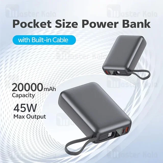 پاوربانک 20000 کیو سی وای QCY PB20A توان 45 وات همراه با کابل متصل - تصویر 6